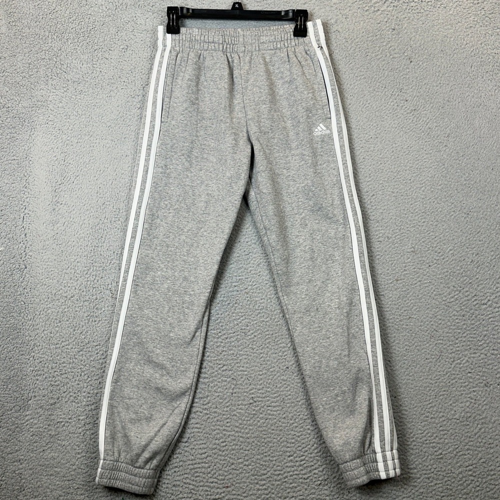 Adidas Sweatpants Womens XL Regular Fit Grey 3-Stripe Jogger Fleece Athletic EUC